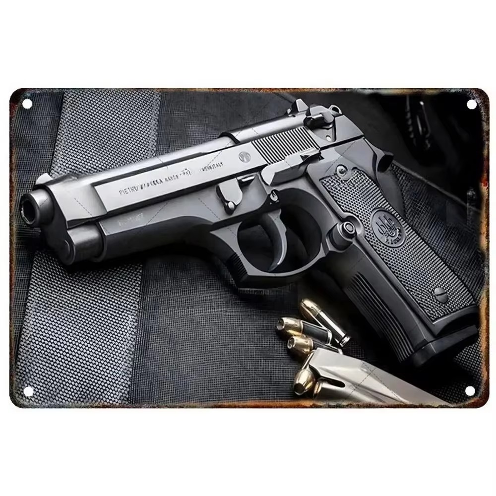 Vintage Collectible Plates - Vintage Retro Airsoft Pistol Metal Sign