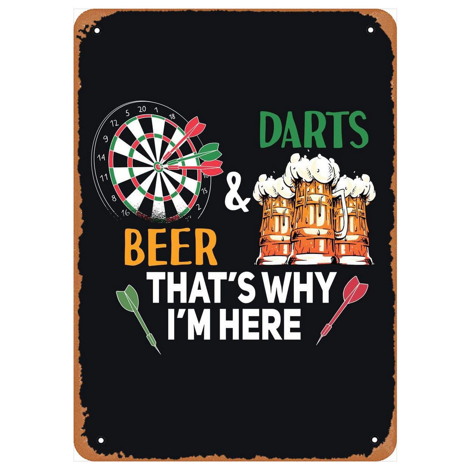Vintage Darts & Beer Tin Sign, - Vintage Collectible Plates review and price
